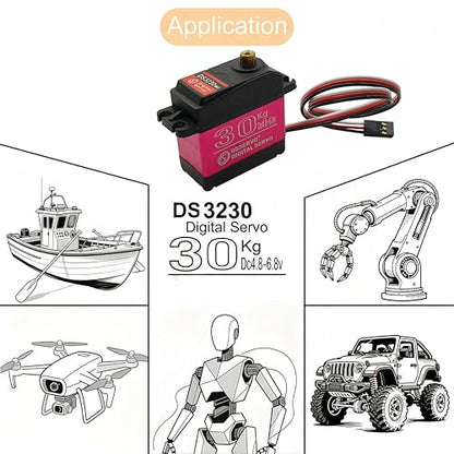 DS3230 30KG 270 Degree Digital Servo Full Metal Gear Waterproof with 25T Servo Arm for Baja 1/8 1/10 1/12 RC Car Mechanical Arm Fittings - style: 30kg（270°）