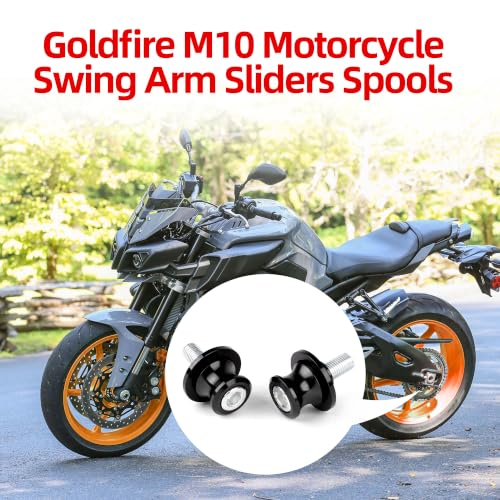 Goldfire 2pcs 10MM M10 X1.25 Motorcycle Swing arm Sliders Spools CNC Swing Arm Stand Screw for FZR 1000/600R/400 for Kawasaki Z750 /Z750S/ Z750R /ER-6F /ER-6N /Duke 125/200/390 (Black) - color: Black