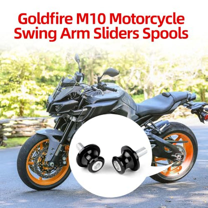 Goldfire 2pcs 10MM M10 X1.25 Motorcycle Swing arm Sliders Spools CNC Swing Arm Stand Screw for FZR 1000/600R/400 for Kawasaki Z750 /Z750S/ Z750R /ER-6F /ER-6N /Duke 125/200/390 (Black) - color: Black
