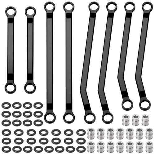 8Pcs High Clearance Chassis Linkage Kit for 1/18 Redcat Ascent | Aluminum Steering Link Set,RC Upgrade Parts - style: Black