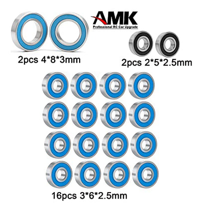 20pcs SCX24 Rubber Sealed Bearings Set, Steel Ball Bearing Set for Axial SCX24 90081 AXI00001 AXI00002 AXI00004 AXI00005 AXI00006 1/24 RC Crawler Car Upgrade Parts