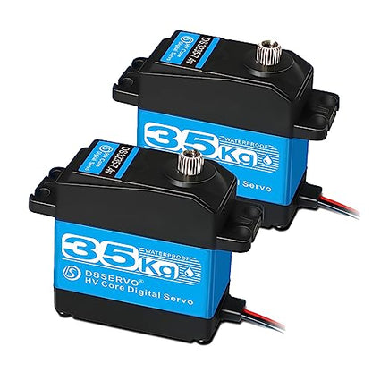 Pack of 2 RC Servo 35KG Steering Servo 7.4V Digital Motor Stainless Steel Gear High Torque Waterproof for DIY Robotic RC Cars - size: 35kg x 2PCS(270°)