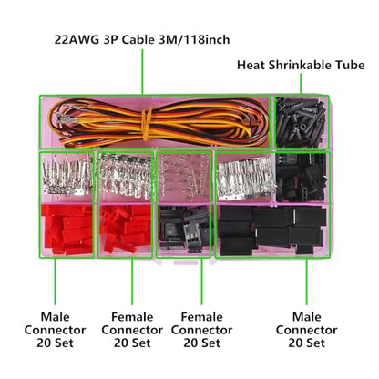 RC Servo Connector Kits Male Female Servo Plug Male Female Connector Crimp Pin Cable Kit Compatible JST SYP Futaba for Hitec Spektrum RC