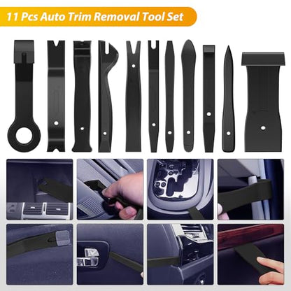 GOOACC 200Pcs Trim Removal Tool, Auto Push Pin Bumper Retainer Clip Set Fastener Terminal Remover Tool Adhesive Cable Clips Round Handle Crowbar Kit Car Panel Radio Removal Auto Clip Pliers, Black - color: 200Pcs Clips Removal Kit Black