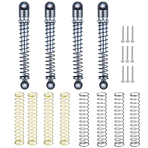 RC-Hub 4Pcs Aluminum Threaded Shock Absorber Damper 48mm for 1/24 Axial SCX24 90081 AXI00001 AXI00002 AXI00004 AXI00005 AXI00006 RC Crawler Car (Titanium Grey) - color: Titanium Grey