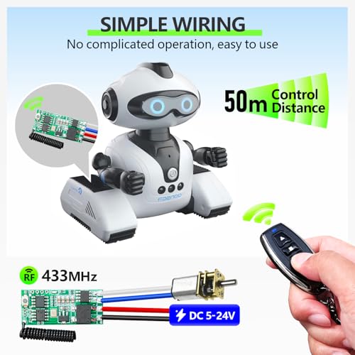 DieseRC Mini Wireless 12V DC Motor Remote Control Switch, Micro DC 5V~24V 1A Receiver Controller, Radio Control Motor Move Forward and Reverse for Micro DC Motor Electric Lock DIY Science Toys RC Boat