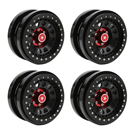 VBESTLIFE 4 PCS 2.9 Inch Wheels 12 Hole Alloy Wheels, 1/6 RC Car Wheels for AXAIL SCX6 1/6 RC Car - color: Black