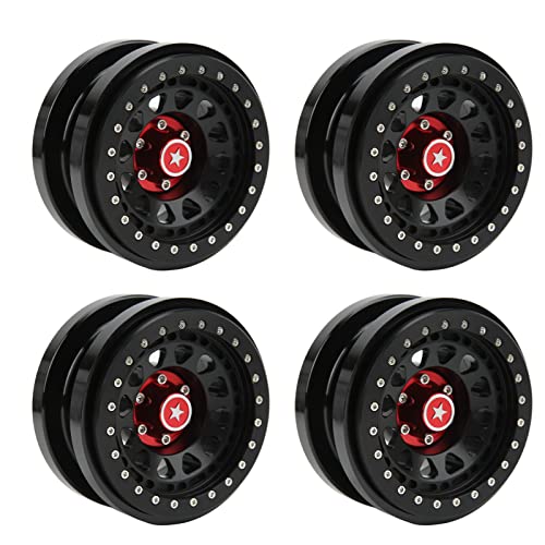 VBESTLIFE 4 PCS 2.9 Inch Wheels 12 Hole Alloy Wheels, 1/6 RC Car Wheels for AXAIL SCX6 1/6 RC Car - color: Black
