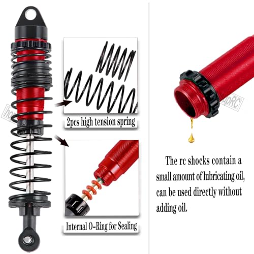 Upgrades Part for 1/10 Stampede/Rustler 2WD,Drive Shaft CVD&RC Shocks&Adjustable Turnbuckles Camber Links&A Arm&Caster Block&Steering Blocks&Rear Stub Axle Carriers,Wheel Hex&Hex Hub,Red - color: Red/for 2wd