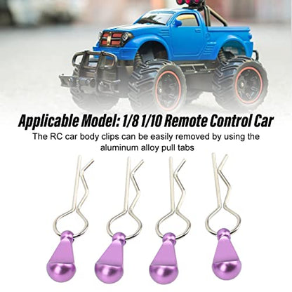 Alomejor 1/10 Body Clips Pull Tabs, RC Car Body Clips Pull Tabs Easy Installation High Strength Metal for 1/8 Remote Control Car (Purple)
