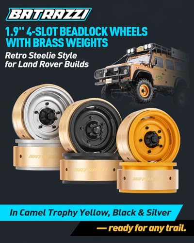 1.9" Aluminum Beadlock 4-Slot Road Wheels with Brass Weights for 1/10 RC Crawler Upgrade, Compatible with FMS FCX10, SCX10,TRX4,TRX6(2pcs) Black - color: Black