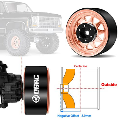 OGRC 1.9 Beadlock Wheel Offset -8.9mm Wheel for Traxxas Axial 1/10 RC Car - color: Rose Gold
