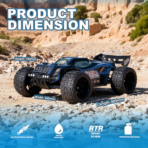Supersize 1/10 High Speed RC Cars for Adults, 4WD Off-Road Electric Truggy with 3S 5000mAh LiPo Battery & 3660 Brushless Motor, RTR RC Truck Hobby with LED Lights for All Terrain