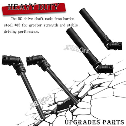 Universal Drive Shaft 2PCS 105-155MM RC Upgrades for 1/10 SCX10 Red cat D90 Gen7 /Pro RC 4WD GEN8 RC Crawler,RC Upgrade Parts Hop-Ups,Steel Full Metal Drive Shaft,Black (105-155 MM,2PCS) - size: 105-155 MM (More Power)
