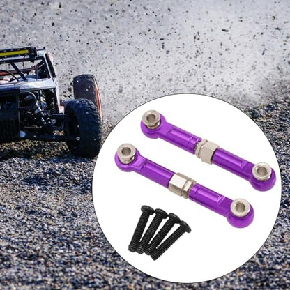 2X 1/14 RC Steering Linkage Aluminum Alloy Adjustable Tie Rods for 14211 Model RC Hobby Car Parts- Violet - color: Violet