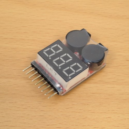 RotorLogic® 1-8S LiPo Battery Voltage Meter Checker Tester with Buzzer Alarm