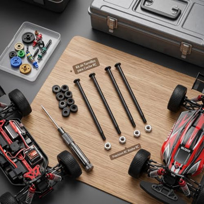 RC Screw Kit, Steel Screws and Nuts Plastic Bushing RC Hardware Screw Kit for 144010 144002 124016 124017 RC Cars