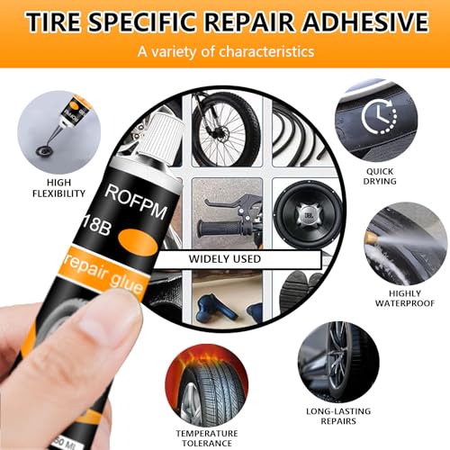 Tire Repair Rubber Cement Kit 100ml, Tire Sidewall Repair Glue Black | Automotive Tire Repair Adhesive Kit for Car, Trunk, Jeep, Rc, Bike, Motorcycle, Bicycle