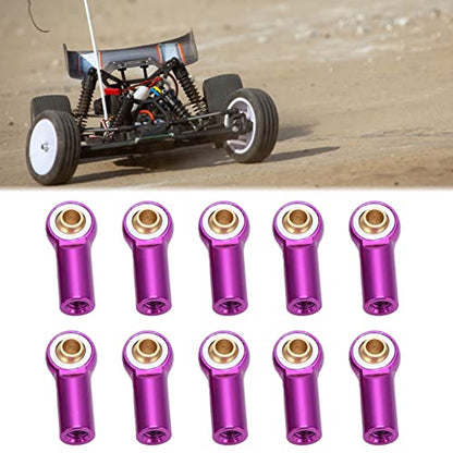 10pcs RC Metal Ball Ends, Aluminium Alloy Ball Ends M3 Link Rod End Joint, AXIAL SCX10 1/10 RC Car Upgrade Parts () - color: Purple