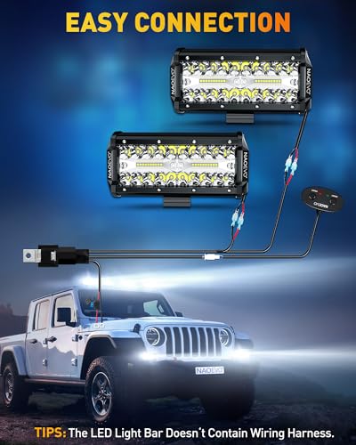 NAOEVO 7 Inch LED Light Bar, 720W 72,000LM LED Off Road/Fog Lights, 6 Pcs | Spot Flood Combo Waterproof LED Tractor Lights, Aluminum LED Work Lights with Bracket for Truck, Tractor, Boat, ATV, UTV - size: 6 Pcs
