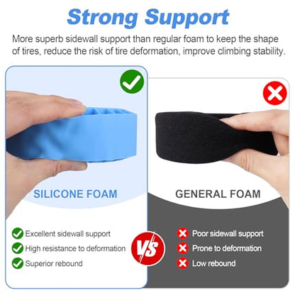 2.2" Crawler Tire Inserts, 4-Pack — Soft Silicone Rubber, Fits 132–134 mm (5.25" OD), 125×45 mm — Waterproof, Firm Sidewall Control, Rock/Trail Traction Boost (Blue) - color: Blue