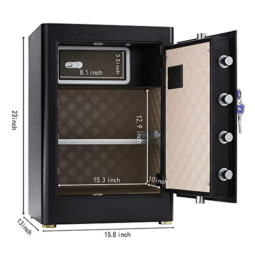 TIGERKING Home Safe 2.05 Cu Ft, 59.5 lb Heavy-Duty Steel Safe | Touchscreen Digital Lock, Inner Lock Box, Adjustable Shelf, Bedroom & Home Office Use, Jewelry & Document Storage - color: Black, size: 2.05 Cu Ft