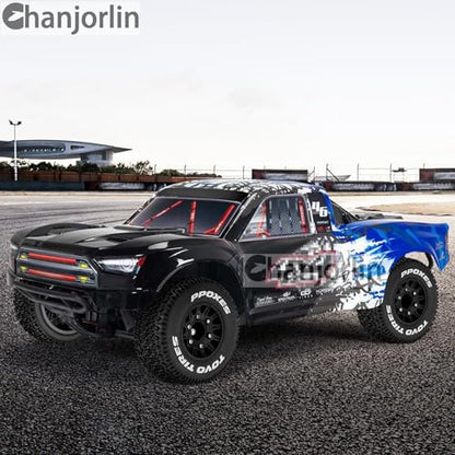 1/10 1/8 RC Short Course Truck Tires OD 112mm and Wheels 12mm 14mm 17mm Hex for 1:8 1:10 Scale Off Road Truck Car Traxxas Slash 2WD 4×4 Axial Losi Redcat Rc4wd Arrma Senton 4PCS (Black) - color: Black