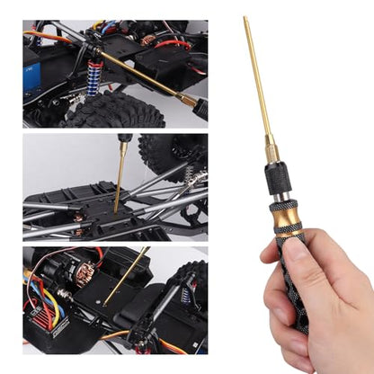 HobbyPark 6 in 1 RC Hex Driver Screwdriver Set 1.5mm 2.0mm 2.5mm 3.0mm & Hex Nut Driver & Phillips Bit and Wheel Wrench for RC Car Hobby Tool Kit