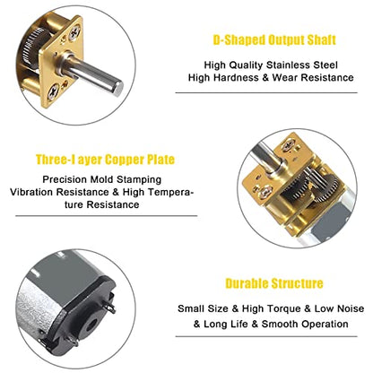 Alinan 2pcs 12V 60RPM N20 High Torque Speed Reduction Geared Motor with Metal Gearbox Motor for Smart Car DIY RC Toys - size: 12V 60RPM