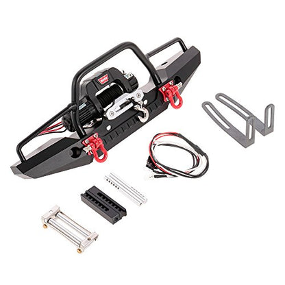 Goolsky Metal Front Bumper with 2 LED Light & Remote Control Electric Winch for TRX-4 SCX10II 90046