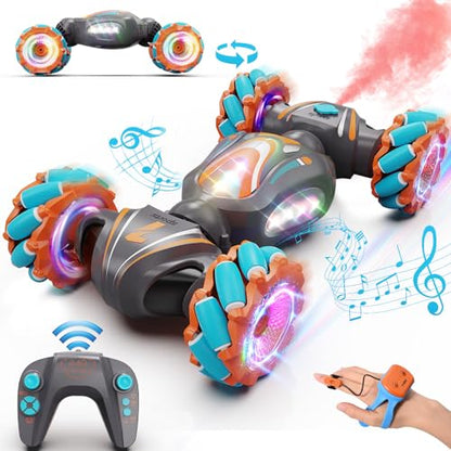 Nicella Remote Control Car, RC Cars for Boys, Gesture Stunt with Light & Music, 4WD, 360° Rotating, 2.4Ghz Remote Control Car Toys, Birthday Gift for Kids Age 6+ (Grey) - color: Grey