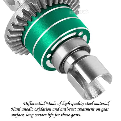 RC Front Rear Differential & Input Gear Upgrades Part for 1/14 H14BM 14209 14210 14301 14303 1/16 H16BM H16PL H16GT H16DR 16207 16208 16209 16210,BRCatWPark Steel Front & Rear Diff Set,Green - color: Green - (Front Rear Differential & Input Gear)