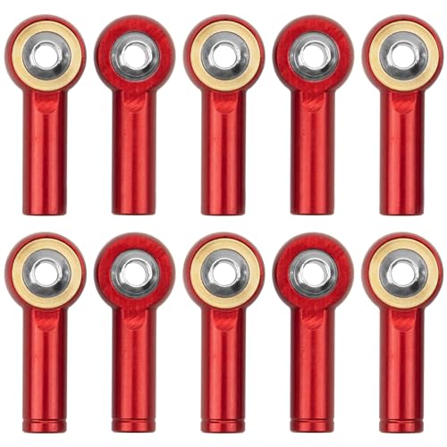 10Pack Vgoohobby Aluminum CW CCW M3 Link Rod Tie Rod End Ball Head Joint Holder 26mm Compatible with Axial Redcat HSP Traxxas HPI 1/10 RC Car Truck DIY Robot Boat Airplane (Red) - color: Red