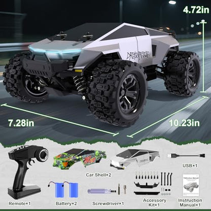 Fast RC Cars for Adult, 1:18 Fast Remote Control Car 40KMH, 2.4GHz High Speed RC Truck 4WD, Waterproof Monster RC Truck with 2 Rechargeable Batteries, Birthday Gifts for for 8+ Year Old Boys Adults