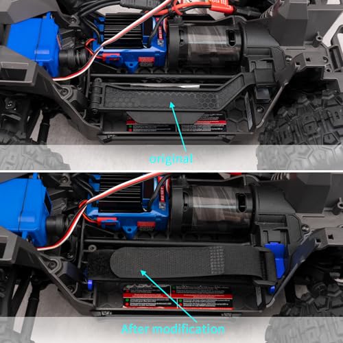 Aluminum Alloy Battery Holder Mount Hold-Down for Tra-xxas 1:16 Mini Maxx 4WD 1/1:10 Mini XRT VXL-3S Monster Truck Upgrades (Blue) - color: Blue