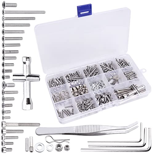 290PCS RC Screw Kit for 1/10 Traxxas Slash-M2.5 M3 M4 Hex Screws Washers Locknuts Body Clips Wheel Pins Hardware Fastener Spare Parts