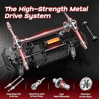 RC Cars 1/14 Brushless RC Car for Adults&Boys, Full Roll-Cage Frame, 4WD Fast Max 42mph, Remote Control RC Trucks for adults with Two 2S LiPo Batteries and Two sets of tires, Compatible with 3S LiPo