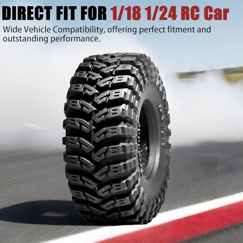 1.3 Crawler Tires 70 * 26mm All Terrain Super King Trekker Rubber Soft Sticky Tyres for 1/18 1/24 Axial SCX24 AX24 FCX24 Ultimate RC Car XC-1 RTR CR-18P EVO Rc Model Upgrade Kits（4 Pcs）
