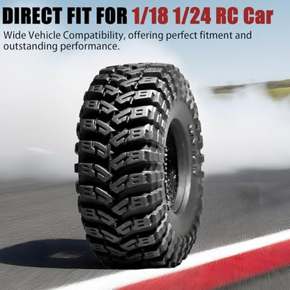 1.3 Crawler Tires 70 * 26mm All Terrain Super King Trekker Rubber Soft Sticky Tyres for 1/18 1/24 Axial SCX24 AX24 FCX24 Ultimate RC Car XC-1 RTR CR-18P EVO Rc Model Upgrade Kits（4 Pcs）