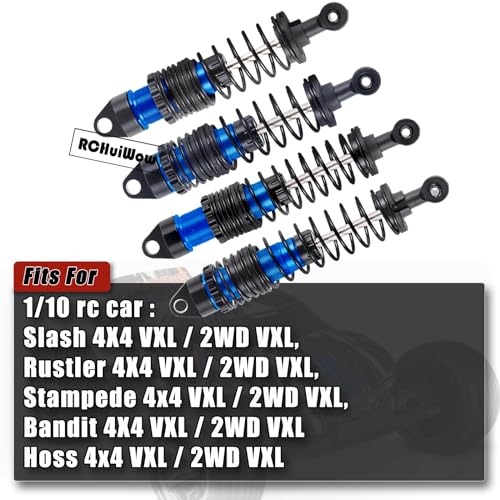 RC Big Bore Shocks Absorber Upgrades Part for 1/10 Slash Stampede Rustler Bandit VXL 4X4 2WD,Aluminum Front Rear 4PCS Shocks Hops Up,Navy Blue - color: Navy Blue(4pcs)