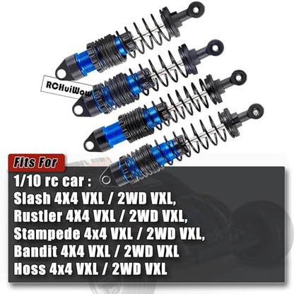 RC Big Bore Shocks Absorber Upgrades Part for 1/10 Slash Stampede Rustler Bandit VXL 4X4 2WD,Aluminum Front Rear 4PCS Shocks Hops Up,Navy Blue - color: Navy Blue(4pcs)