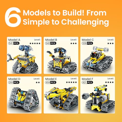 Sillbird Robot Building Kit with APP & Remote Control Gifts for Boys 8-13 | STEM Coding Robotic Toys, Educational Birthday Presents for Kids, App-Controlled, Buildable 6in1 Models, 631 Pieces - color: 1-yellow