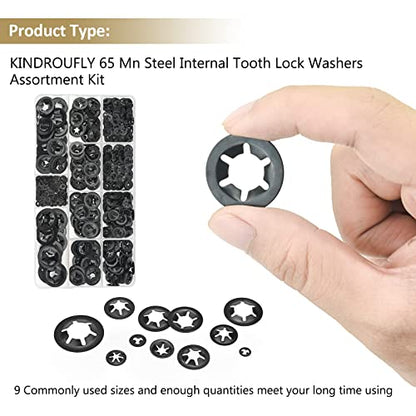 370 Pieces Internal Tooth Star Lock Washers, Kindroufly 9 Sizes Quick Speed Locking Washers, Push on Retaining Clips Assortment Kit (M2, M2.5, M3, M4, M5, M6, M8, M10, M12) - size: M2, M2.5, M3, M4, M5, M6, M8, M10, M12