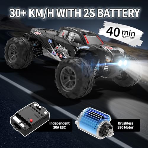 Hosim RC Truck 1:10 Scale 48+ KMH Remote Control Car for Adults, 4X4 All Terrains Off-Road RC Car, Waterproof Electric RC Cars for Boys Age 8-12 Toy Gift, 40+ Min Play with 2 Batteries Monster Trucks - color: Black