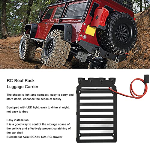 RC Metal Roof Rack Luggage Carrier for Axial SCX24 1/24 RC crawle rwith Four White LED Lights 4.3 x 2.6in for Enthusiasts Scale Model Hobbyists - size: Round Lamp
