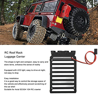 RC Metal Roof Rack Luggage Carrier for Axial SCX24 1/24 RC crawle rwith Four White LED Lights 4.3 x 2.6in for Enthusiasts Scale Model Hobbyists - size: Round Lamp