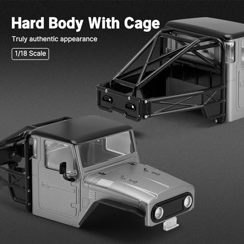 INJROA IR40 Truck Body with Tube Cage for 1/18 TRX4M Defender Bronco (Grey) - color: Grey