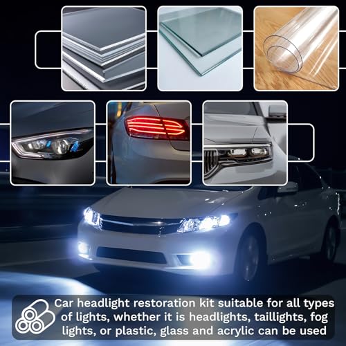 BFXM 38Pcs Car Headlight Restoration Kit, 3 Inch Headlight Polishing Kit | Headlight Cleaning Kit with Sanding Disc Scouring Pad Polishing Pad for Drill, Universal Automotive Tools for Car Headlight