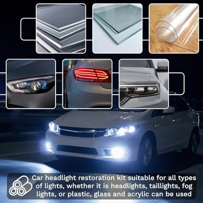 BFXM 38Pcs Car Headlight Restoration Kit, 3 Inch Headlight Polishing Kit | Headlight Cleaning Kit with Sanding Disc Scouring Pad Polishing Pad for Drill, Universal Automotive Tools for Car Headlight