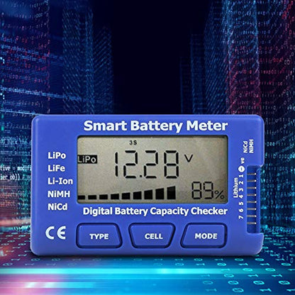 Digital Battery Meter with LCD Backlit Display 5 in 1 Smart Digital Battery Capacity Checker for LiPo/Life/Li ion/NiMH/Nicd